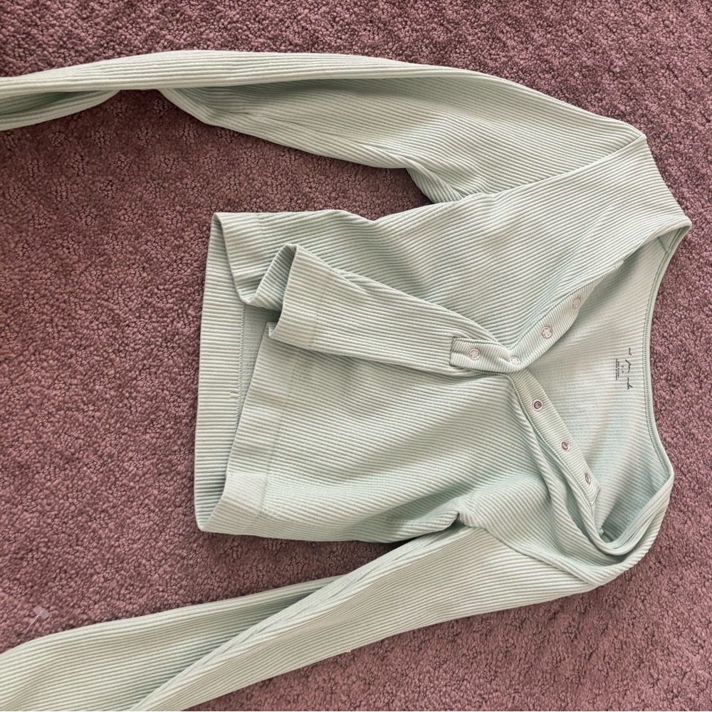 Green Long Sleeve Wrap Blouse with Sailor Collar